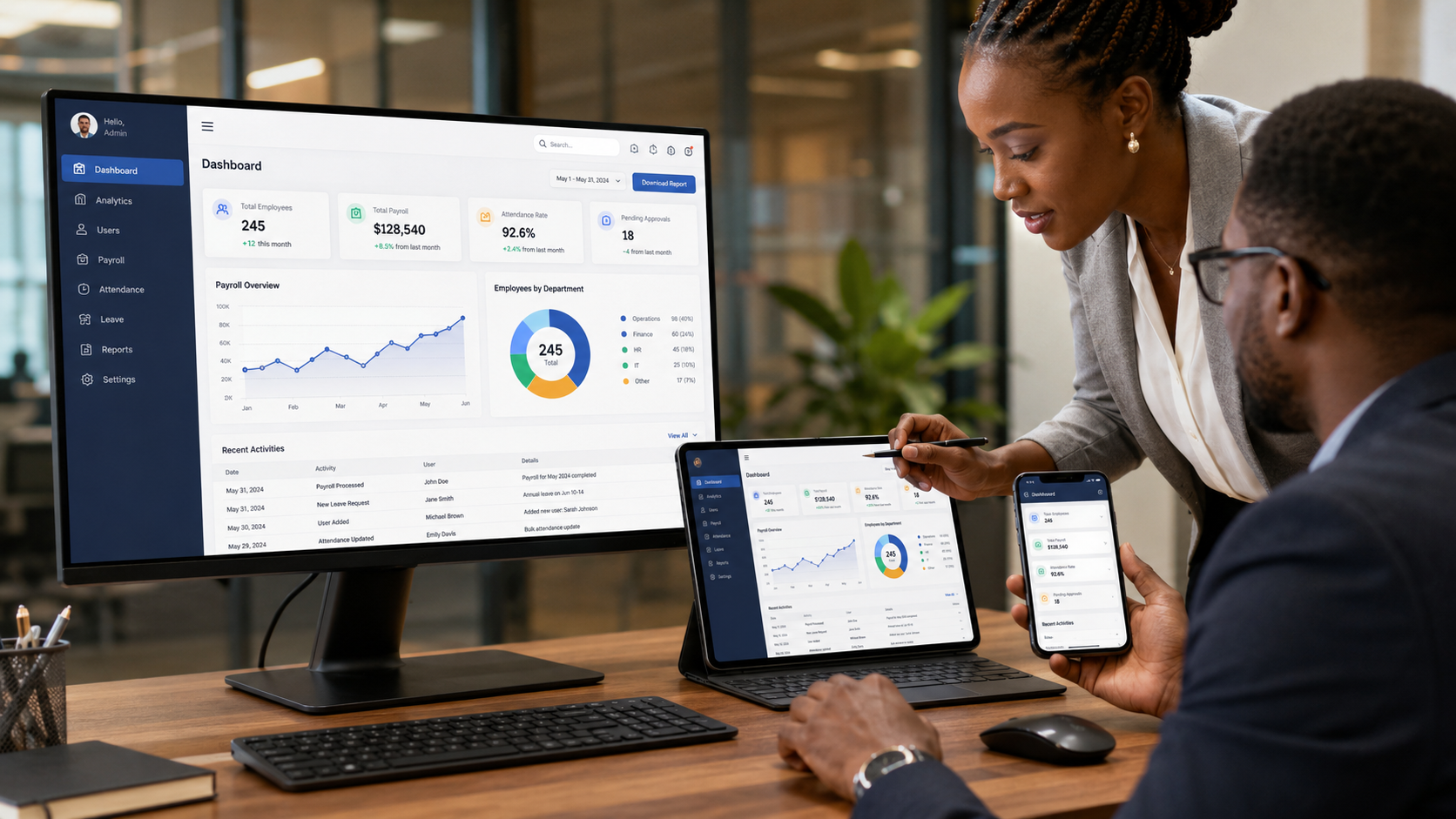 African software professional developing a custom business system